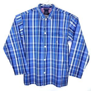 Polo Ralph Lauren Men's Blue Long Sleeve Plaid Pajama Top Sleepwear Size Medium